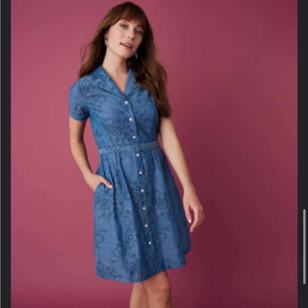 UNTUCKit Georgia Cotton Chambray Dress with Belt